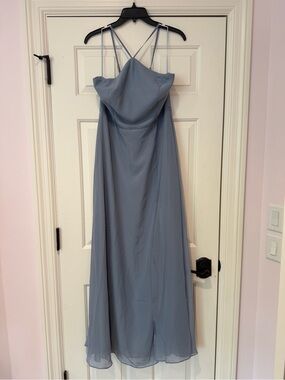 Birdie Grey Dusty Blue Chiffon Bridesmaid Dress